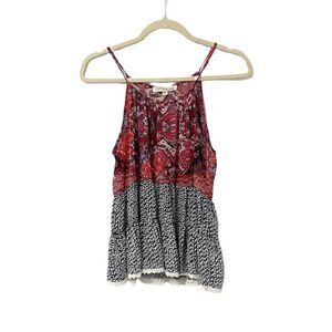 Rewind Mix Print Multicolor Spaghetti Strap Peplum Tank Size S